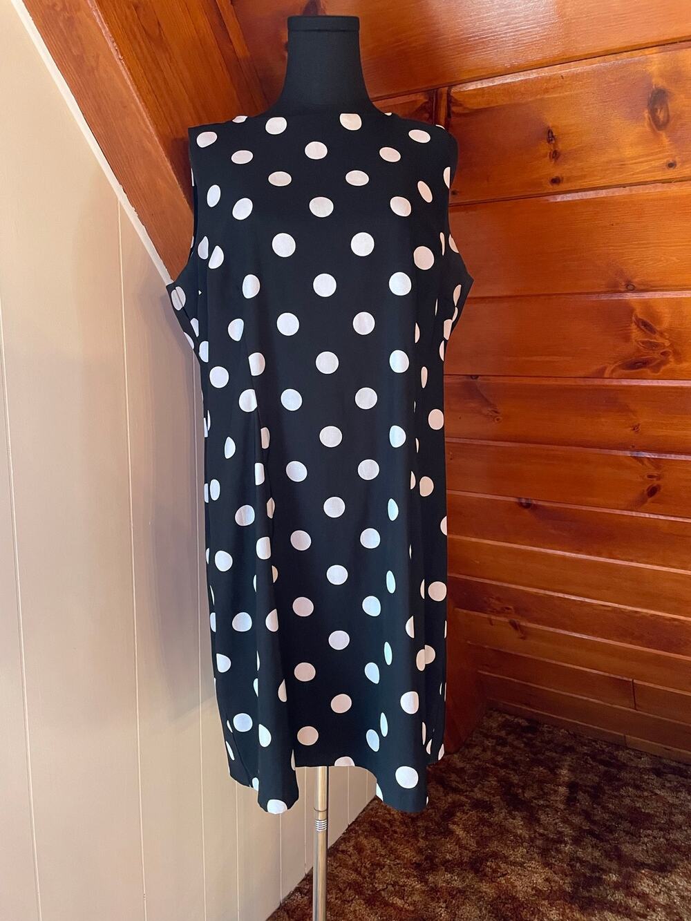 ALYX Limited Black and White Polka Dot Sleeveless Shift Mini Dress sz 18